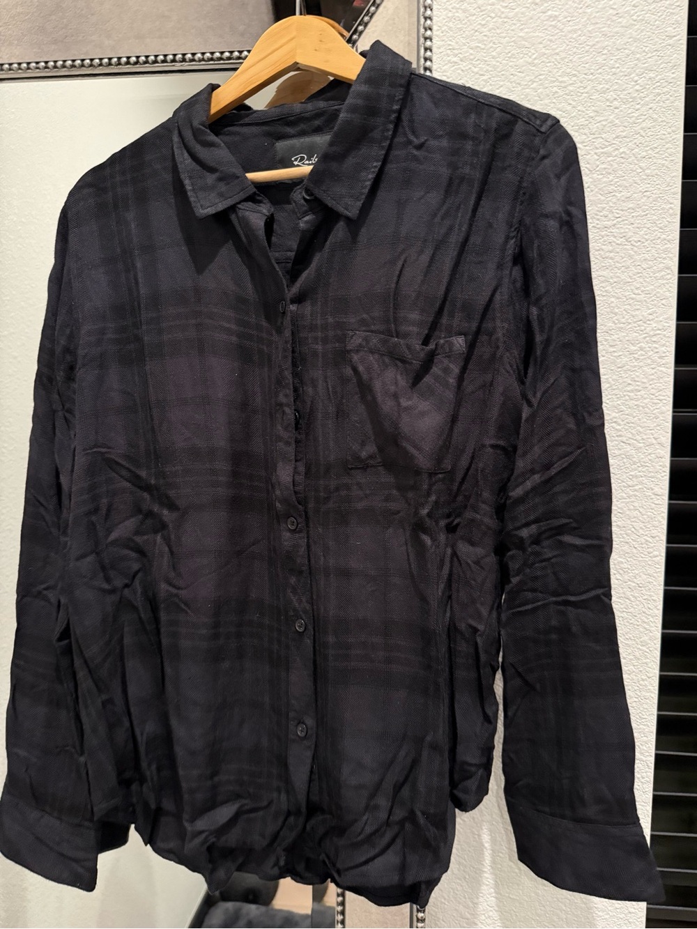 Rails Dark Grey and Black Plaid Button-Up Shirt
